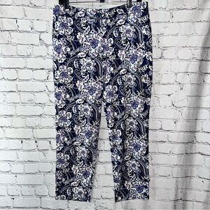 Talbots Perfect Crop Pants Blue Purple Paisley Design Size 8